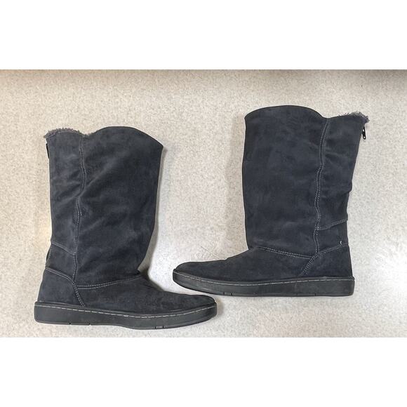 Nike Women's Black Suede Boot/Sneakers Sz 7.5 Back Zipper, Comfy Faux Fur Lining - Picture 4 of 12